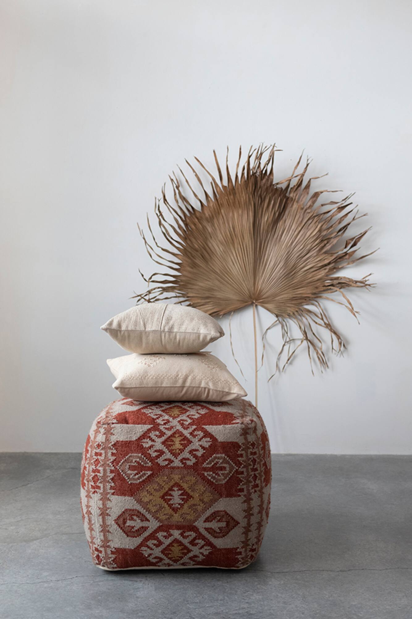 Hello Honey® Linen Embroidery & French Knots Woven Cotton Pillow